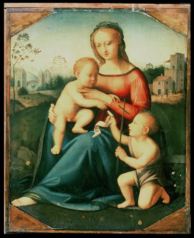 Madonna y el Niño con San Juan Bautista de Italian School